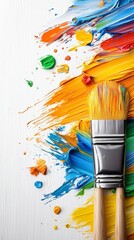 Paintbrushes in vibrant oil paint strokes.