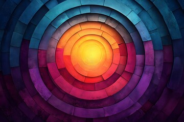 Naklejka premium Vibrant Concentric Circle Design in Warm and Cool Tones for Artistic Backgrounds
