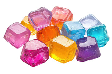 Hexagonal Mini Reusable Ice Packs in Vibrant Colors, Isolated on Transparent Background