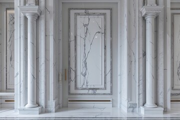 Obraz premium Luxurious White Marble Facade with Sophisticated Veining Highlighting Modern Elegance