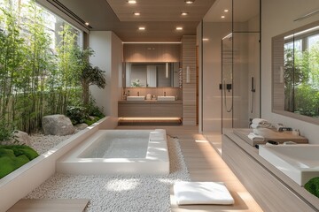 Modern relaxation spa design urban setting interior tranquil atmosphere