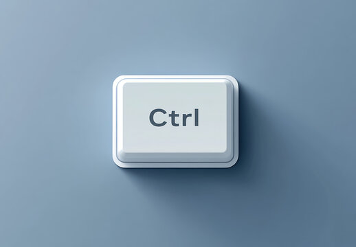 white keyboard key with Ctrl on blue background, casting shadow
