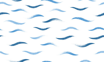 Seamless wave pattern. Wavy grunge brush stroke. Hand drawn water sea  vector background. 