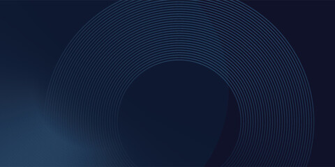 Abstract blue glowing geometric lines on dark blue background. Modern shiny blue design art simple abstract