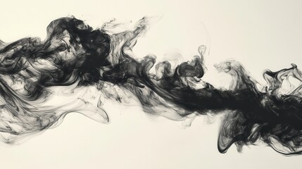 Fototapeta premium Abstract black smoke swirling gracefully across a light background creating a dramatic visual contrast and intricate patterns