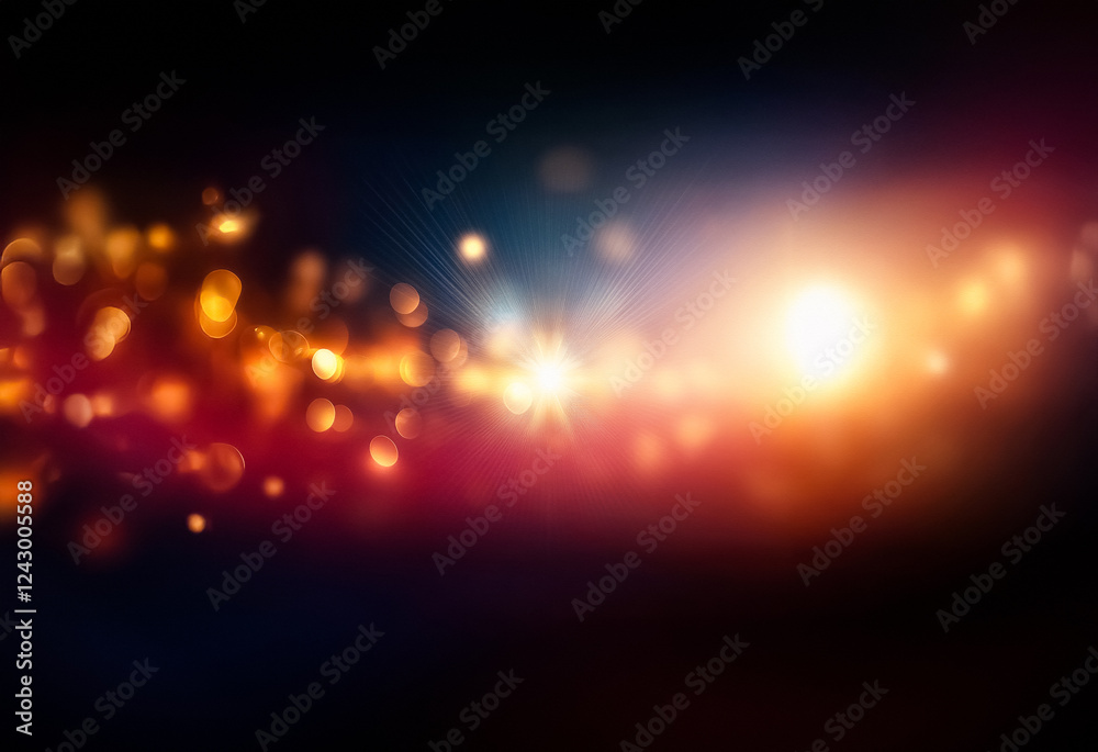 Poster abstract, grainy, gradient background with a curved red and blue design.