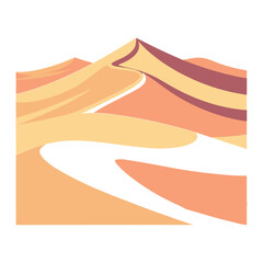 a desert landscape with sand dunes fading into warm hues