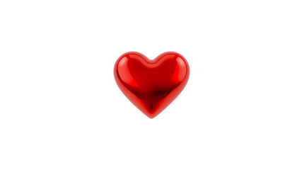Obraz premium 3D glossy red heart on white background. Generative AI