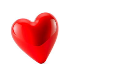 Obraz premium 3D glossy red heart on white background. Generative AI