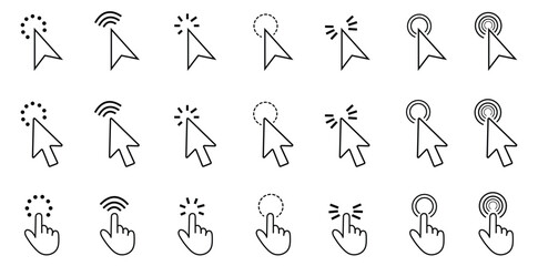 mouse cursor arrow icons vector illustration in editable stroke.