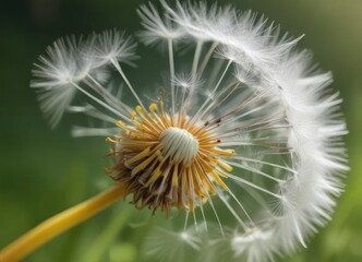 Soft focus dandelion macro shot of a single seed , tiny details, natural