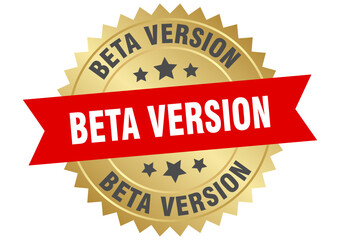 beta version. beta version round red and gold label isolated on transparent background