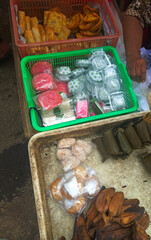 Indonesia tradional cakes. Indonesian traditional food seen from above the traditional market. Semarang-Central Java. 01-06-2025