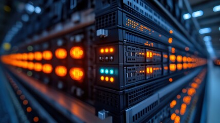 Close-up view of illuminated server racks in a data center showcasing technology in action (16)