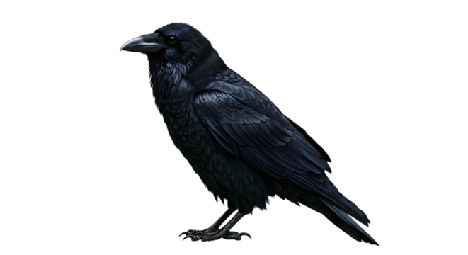 Majestic Black Raven Bird Illustration