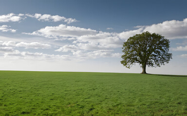 Obraz premium Wide open field with a lone tree
