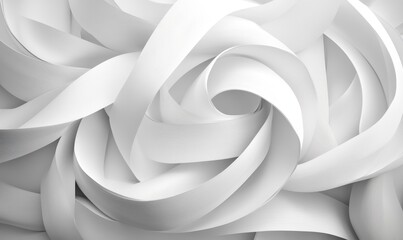 3D render of abstract paper strips curling into spirals. Minimalist design., Generative AI