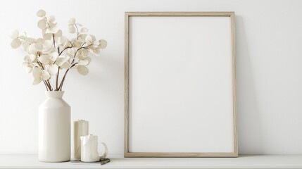 White Minimalist Mockup with Empty Frame