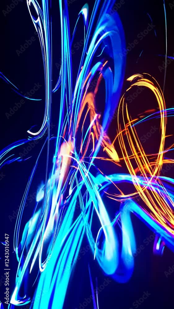Aufkleber dynamic flowing light trails in vibrant blue and orange tones, creating a sense of speed and energy.