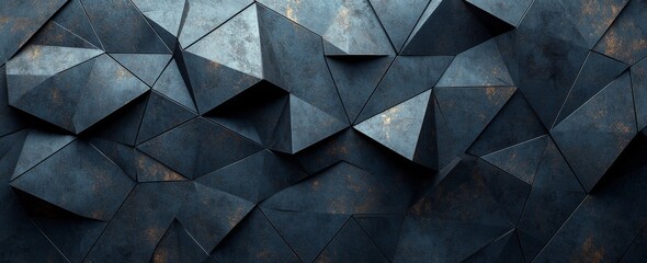 Fototapeta premium Steel panels or sheets, showcasing an abstract modern architecture exterior or interior detail, with an industrial backdrop in a hi-tech style, and featuring a polygonal geometric structure in