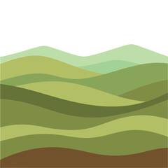 Obraz premium a valley with layered green and brown watercolor hills