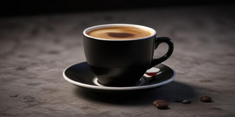 Fototapeta premium Rich and dark espresso coffee in a small ceramic cup, espresso, warmth