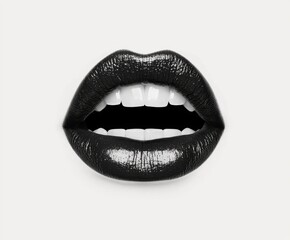 Fototapeta premium In a modern twist, hand drawn mouths and lips are paired with a retro halftone collage element, showcasing grunge art templates in a dotted pop art vintage aesthetic