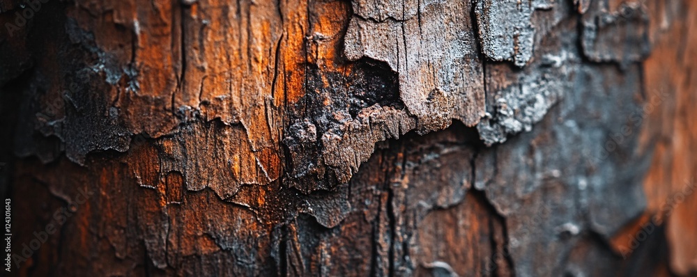 Poster Rough textured tree bark creating abstract natural pattern