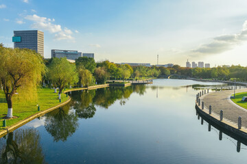 Early winter scenery at Yuanshi Park in Yinzhou District, Ningbo, Zhejiang Province, China
