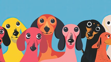 Obraz premium A colorful illustration of cartoon dogs in different colors