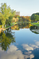 Obraz premium Early winter scenery at Yuanshi Park in Yinzhou District, Ningbo, Zhejiang Province, China
