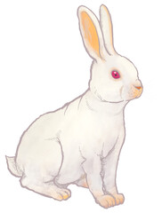 White rabbit png sticker, Chinese zodiac animal illustration, transparent background
