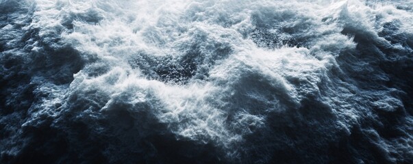 Fototapeta premium Dark blue sea waves crashing creating white foam