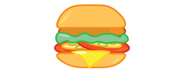 Hamburger icon vector, colorful doodle style hamburger icon vector isolated on white background.