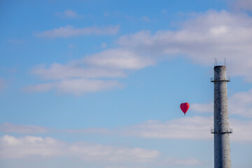 hot air Heart shape ballooning flying