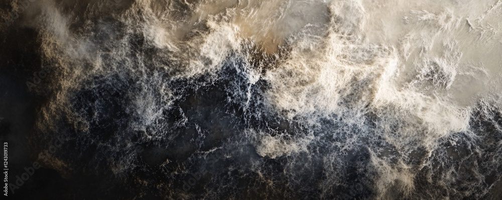 Poster abstract background forming swirling white and gold pattern on black