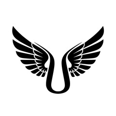Obraz premium Winged Letter U Black Logo Design, Black letter U with symmetrical wings, forming a bold and stylish logo. Ideal for branding, aviation, business, sports, or creative identity. 