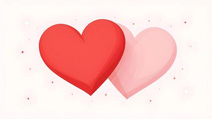 Red and pink hearts together on love background for Valentine's week, rose day, chocolate, valentine.