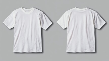 A mockup of a white t-shirt, showing both the front and back from different angles, is versatile for multiple uses.