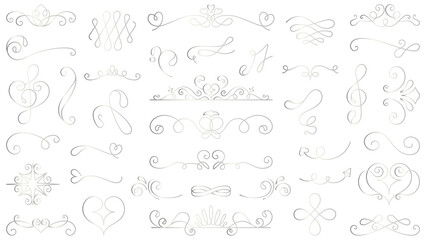 PNG Elegant vintage ornamental flourishes set on transparent background