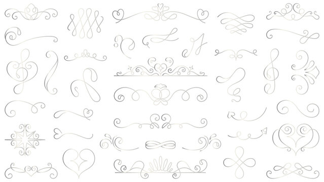 PNG Elegant vintage ornamental flourishes set on transparent background