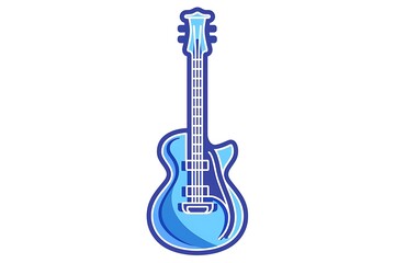 Naklejka premium Clean linear icon of a guitar, designed with sleek blue lines, displayed in