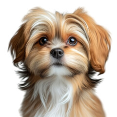 A cute dog with soft fur and expressive eyes, showcasing its playful yet gentle demeanor.