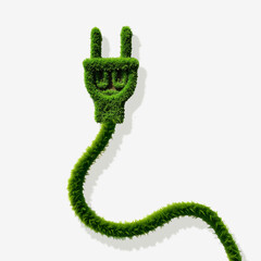 Zielony przew&oacute;d elektryczny symbolizujący energię odnawialną