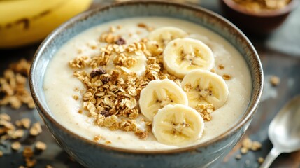 Delicious Banana Oatmeal Smoothie Bowl with Granola