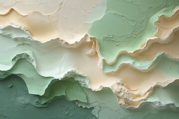 Obraz premium Pastel Green and Cream Abstract Background with Textured Depth for Elegant Designs