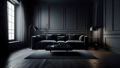Black Dark Elegant Living Room