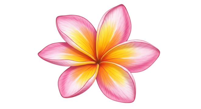 Pink and Yellow Plumeria Flower Digital Art Print