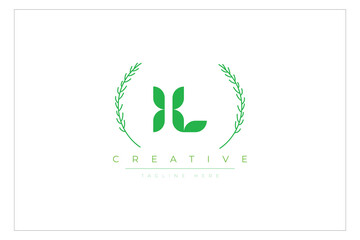 IL letters eco logo with leaf. Fresh nature and healthy leaf logo design.