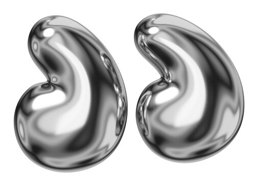 Quotation mark png sticker, 3D chrome metallic balloon design, transparent background